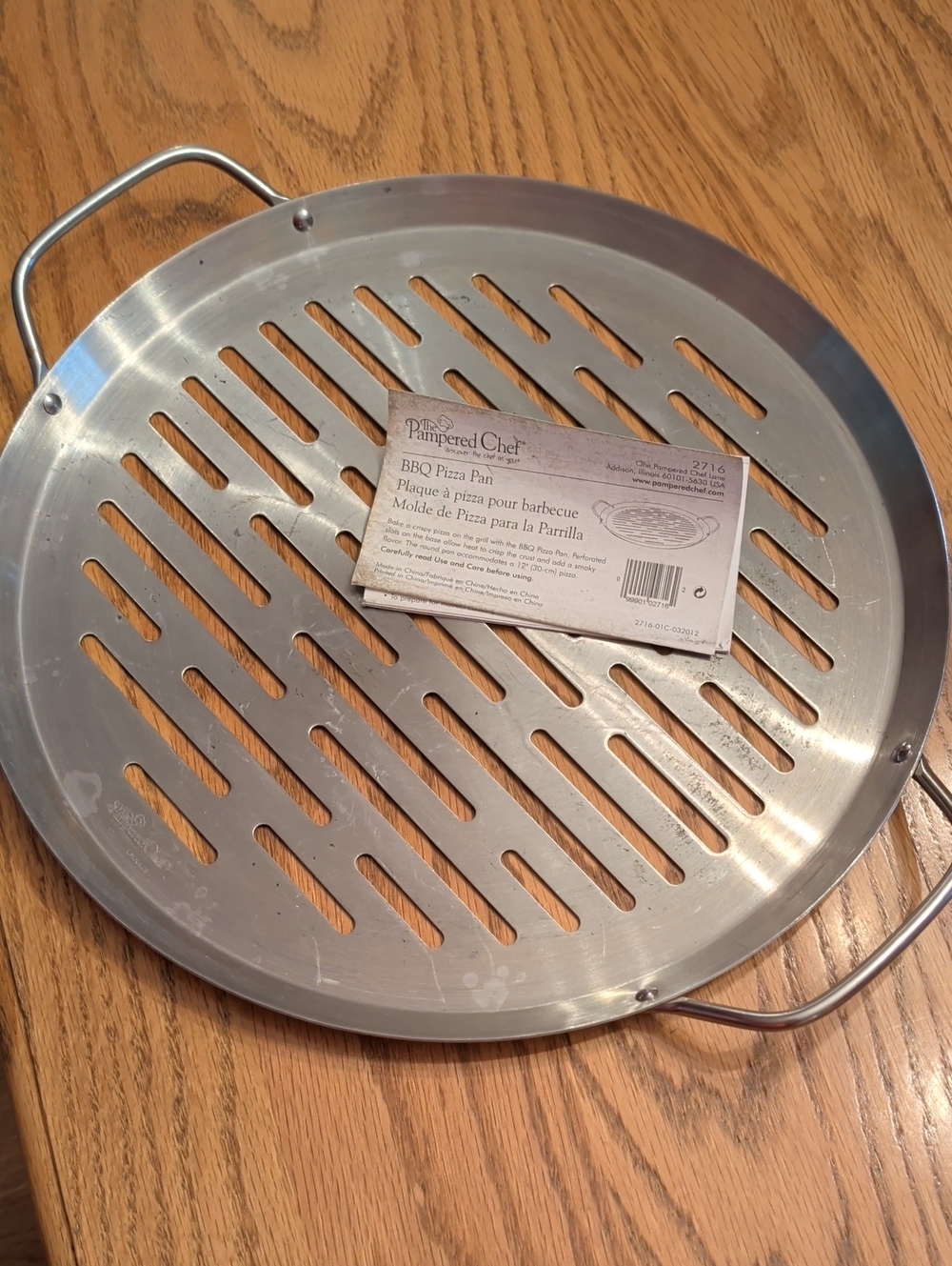Pampered Chef Stainless Silver BBQ Pizza Grill Pan